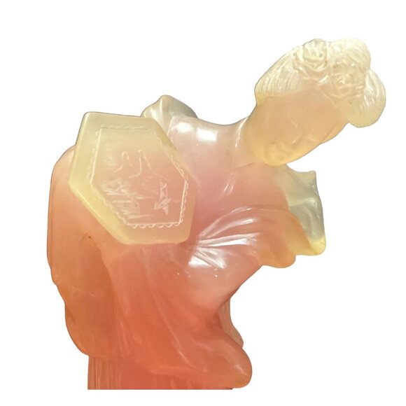 Vtg Rose Quartz Wafista Geisha Sculpture Pink Polyester Arts No 5603 Hong Kong 9 - Picture 5 of 10